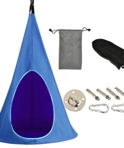 100 cm Adjustable Kids Tree Swing Tent with 2 Peep Windows-Blue