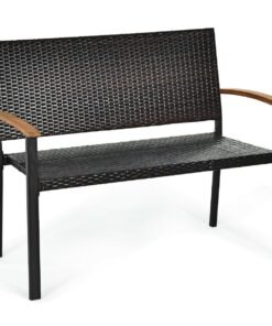 2 Seater Wicker Leisure Loveseat with Acacia Wood Armrests