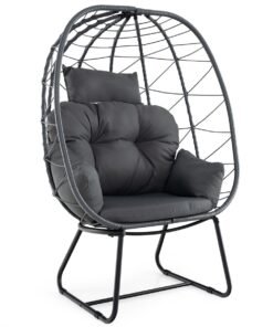 Indoor Outdoor Lounge Chair with Comfy Cushions and Sturdy Metal Frame-Grey