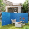 Outsunny 4 Pole Camping Windbreaks, Beach Wind Shield Shelter with Carry Bag and Steel Poles, Outdoor Caravan Privacy Shield, 540cm x 150cm, Blue