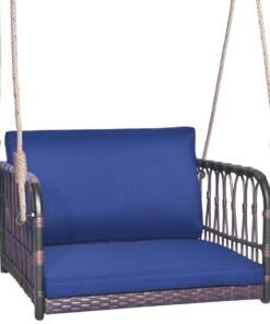 Patio Porch Swing Chair with Back and Seat Cushion for Patio Balcony Backyard-Navy