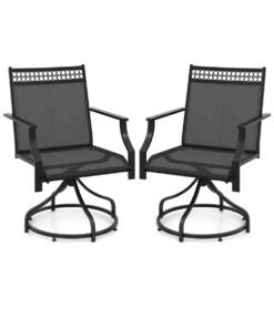 Patio Swivel Dining Chairs Set of 2 with Quick-Drying Fabric-Grey