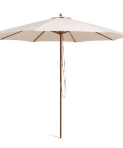 295 x 295 cm Patio Umbrella with Pulley Lift and Ventilation Hole-Beige