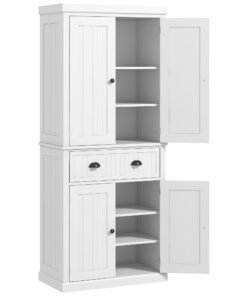 HOMCOM Freestanding Multi-Storage Kitchen Cabinet - White