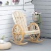 Outsunny Wooden Adirondack Rocking Chair Reclining Armchair Outdoor Garden Furniture Patio Porch Rocker - Natural
