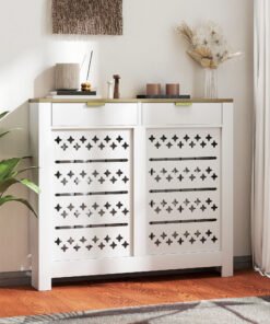 HOMCOM 108 x 19 cm Minimal Radiator Cover, with 2 Drawers - White