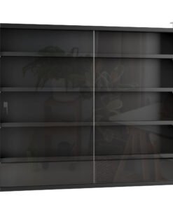 HOMCOM 5-Tier Wall Display Shelf Unit Cabinet w/ 4 Adjustable Shelves Glass Doors Home Office Ornaments 60x80cm Black