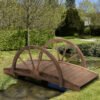 Outsunny Wooden Garden Bridge Lawn Dcor Stained Finish Arc Outdoor Pond WalkwayYard Decoration Half Wheeled Railings 100L x 50W x 37Hcm