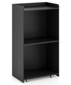 Rolling Lectern Stand with 2 Storage Shelves and 4 Universal Casters-Black
