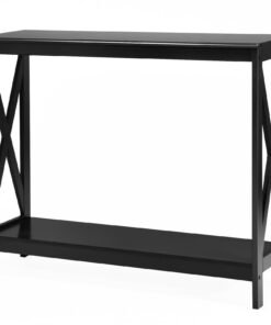2 Tier Wooden Console Table-Black