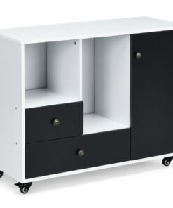 Lateral Stationery Storage Cabinet Chest with 2 Drawers and 2 Compartments