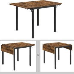 Industrial Drop Leaf Dining Table Extendable Kitchen Small Rustic Metal Folding