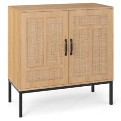 Rattan Storage Cabinet 2 Door Buffet Sideboard w/Adjustable Shelf