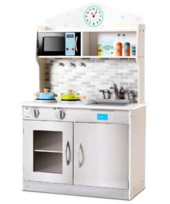 Wooden Play Kitchen with Utensil Set