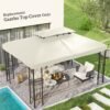 Outsunny 3x4m Gazebo Replacement Roof Canopy 2 Tier Top UV Cover Garden Patio Outdoor Sun Awning Shelters Cream (TOP COVER ONLY)