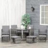 Outsunny 8-Seater Rattan Furniture Set Wicker Weave Patio Dining Table Seat