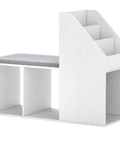 Shoe Storage Bench with 3-Tier Rack and Side Compartments-White