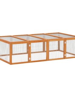 PawHut Big Hutches for Rabbits - 6ft Wooden Spacious Outdoor Rabbit Hutch for Pet Rabbits, Natural Wood