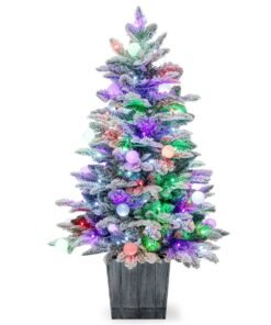 Snow Flocked Potted Xmas Tree with 148 PVC and PE Tips