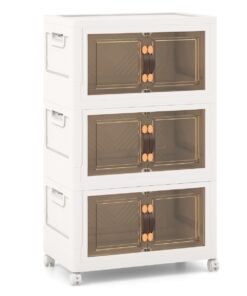 27/34/44/59/78/92.5 Gal Stackable Storage Bins with Lockable Wheels-27 Gal-3-Tier