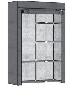 HOMCOM Rail and Six Shelf Fabric Wardrobe - Dark Grey