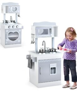 Double-Sided Kid's Play Kitchen Set with Stove and Sink