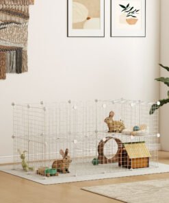 PawHut DIY 36 Panel Pet Playpen Metal Wire Fence for Chinchilla, Hedgehog, Bunny, Indoor, Outdoor Use, White