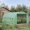 Outsunny 6 x 3 x 2 m Polytunnel Greenhouse with Roll-up Door and 12 Mesh Windows, Walk-in Garden Tunnel Warm House Tent with UV-resistant PE Cover and Galvanised Steel Frame, Green