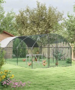 PawHut Walk In Chicken Run with Chicken Activity Shelf and Cover, 2.8 x 5.7 x 2m