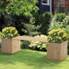 Outsunny 37L Wooden Garden Planter & Bench Combination Garden Raised Bed Patio Park Natural 176 x 38 x 40 cm