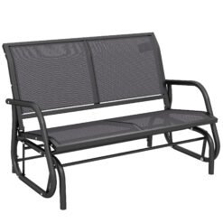 Outsunny 2-Person Outdoor Glider Bench Patio Double Swing Gliding Chair Loveseat w/Power Coated Steel Frame for Garden Patio Porch, Grey