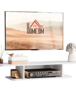 HOMCOM Floating TV Unit Stand for TVs up to 40", Wall Mounted Media Console with Storage Shelf, Entertainment Center, White
