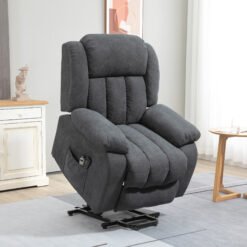 HOMCOM Power Lift Recliner Chair with Massage, Overstuffed Lift Chair for Elderly with Footrest, Remote, Side Pocket, Dark Grey
