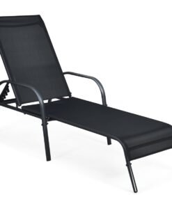 Versatile Chaise Lounge Chair with 5 Adjustable Positions Iron Construction-Black
