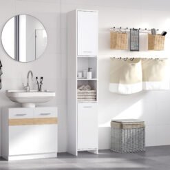 HOMCOM Tall Bathroom Storage Cabinet with Three-position Adjustable Shelves For Neutral Style, Hallway White