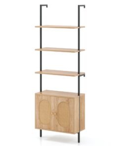 Wall Mount Bookshelf with Cabinet with Storage Cabinet-Natural