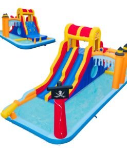 Water Slide with Splash Pools and Dual Slides