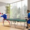 SPORTNOW 9FT Folding Tennis Table, with 8 Wheels, for Indoor Use, Green