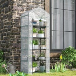 Outsunny 193cm Five Shelf Mini Greenhouse - White