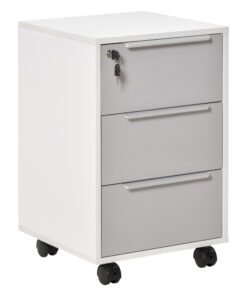 HOMCOM Three-Drawer Locking Filing Cabinet - Grey/White