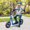 HOMCOM Kids Scooter Kick Scooter, with 12" EVA Tyres, Rear Brake, Big Wheels Scooter for 5-12 Years , Blue
