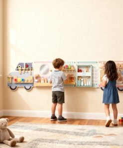 AIYAPLAY Wooden Busy Board, 5 in 1 Activity Wall Panels for Kids 3+ Years, for Daycare, Playroom, Home