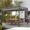 Outsunny 3 x 2m Metal Outdoor Pergola with Retractable Roof, Outdoor Gazebo Canopy Shelter with Drainage Holes for Garden, Patio, Lawn, Grey