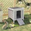 PawHut Wooden Rabbit Hutch Outdoor, Guinea Pig Hutch, Rabbit Hideaway, Cat House, Bunny Cage Small Animal House with Openable Roof, 51 x 42 x 43 cm, Grey