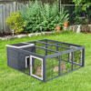 PawHut Rabbit Hutch Outdoor, Guinea Pig House, Bunny Run Cage with Openable Top for 1-2 Rabbits, 123 x 120 x 52cm, Grey