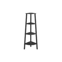 4-Tier Corner Shelf Unit Charcoal Gray and Matte Black