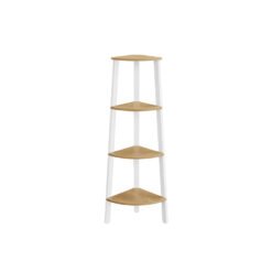 4-Tier Corner Shelf Unit Natural Oak and Matte White