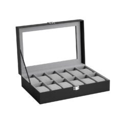 Black 12-Slot Watch Box