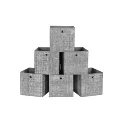 Set of 6 Grey Foldable Storage Organizer Cubes