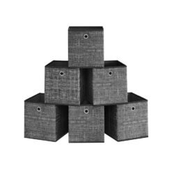 Set of 6 Storage Boxes Heathered Black